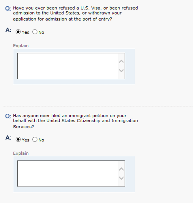 DS160 Previous Travel Information Contd 2